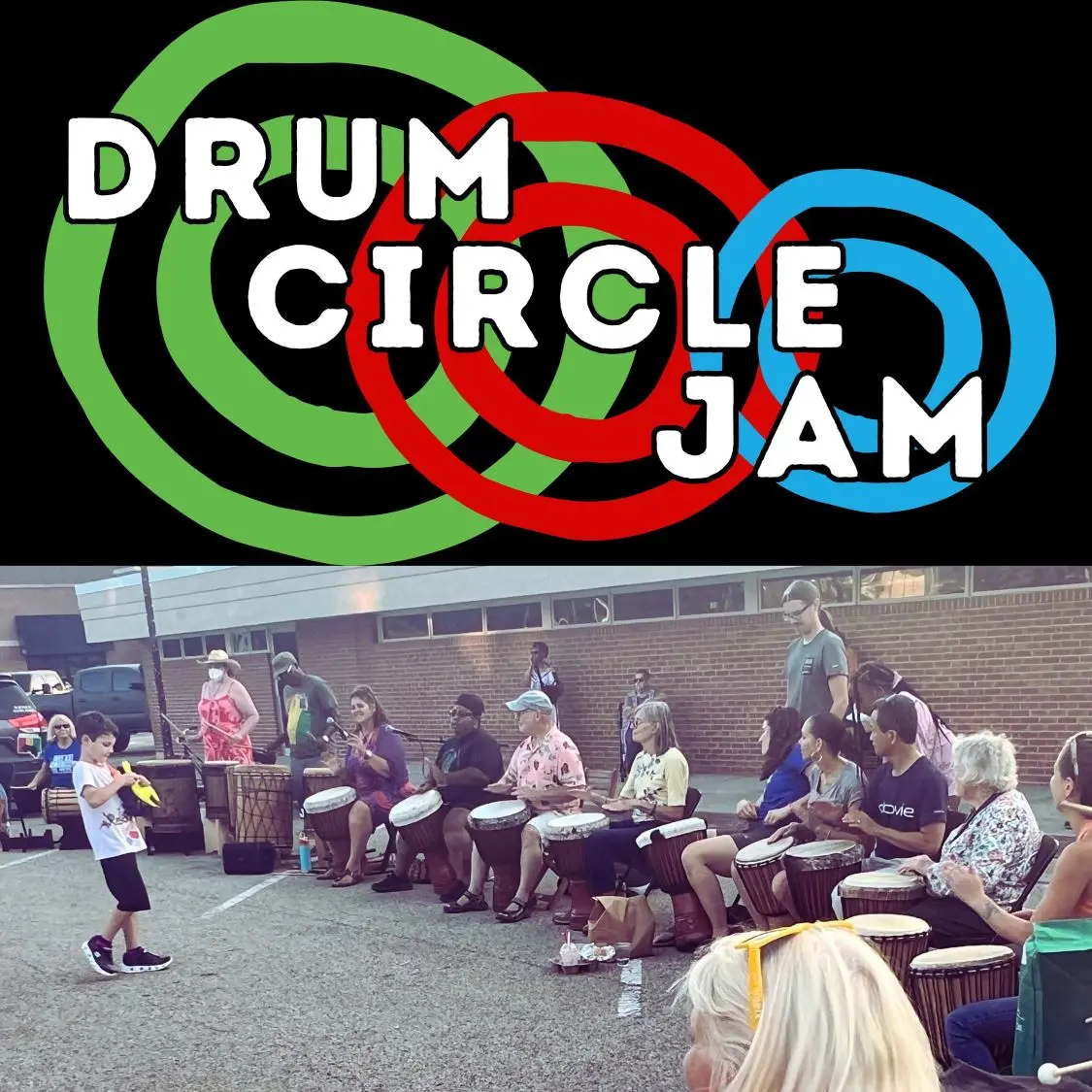 Photo of the Drum Cirlce Jam flyer in Downtown Grayslake
